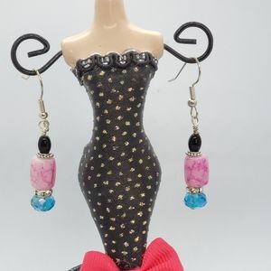Acrylic pink and blue aecrylic blue earrings
